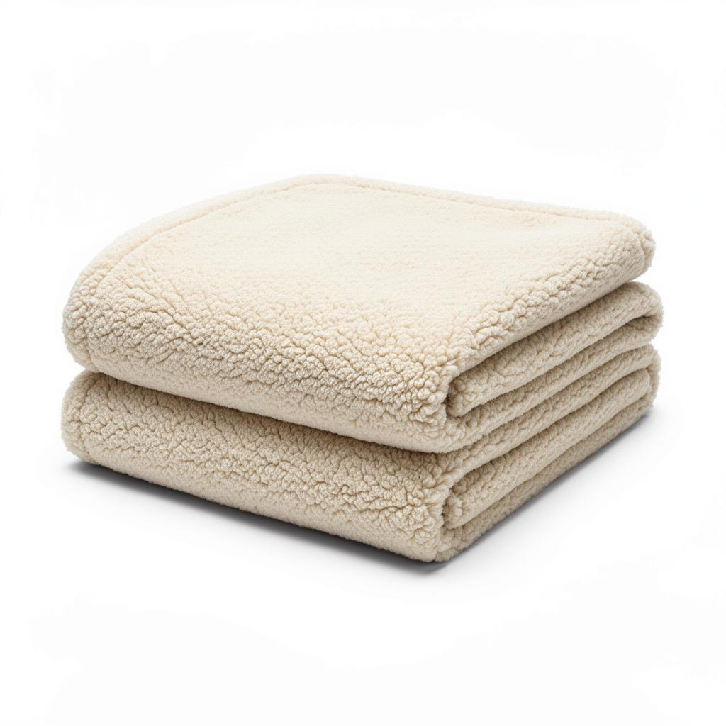Folded queen sherpa fleece blanket
